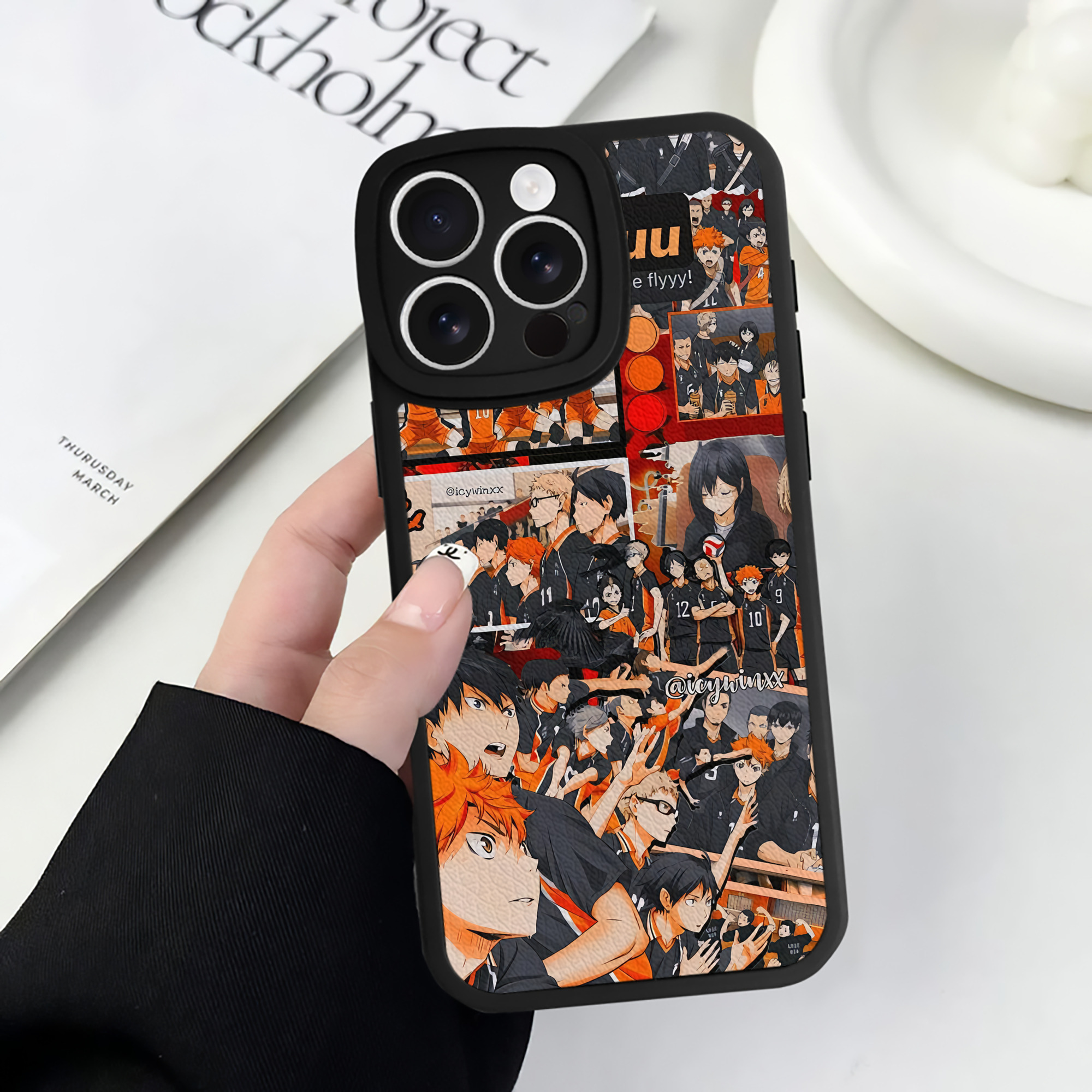 （画像用） ハイキュー!! Haikyu!! 【iPhone 16シリーズ対応】シリコンスマホケース（レザー調） 材質：シリコン